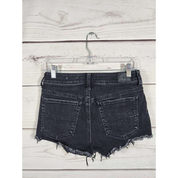 American Eagle Outfitters Super Stretch X‎ Black Lace Cutoff Jean Shorts Size 6 - Picture 2 of 8